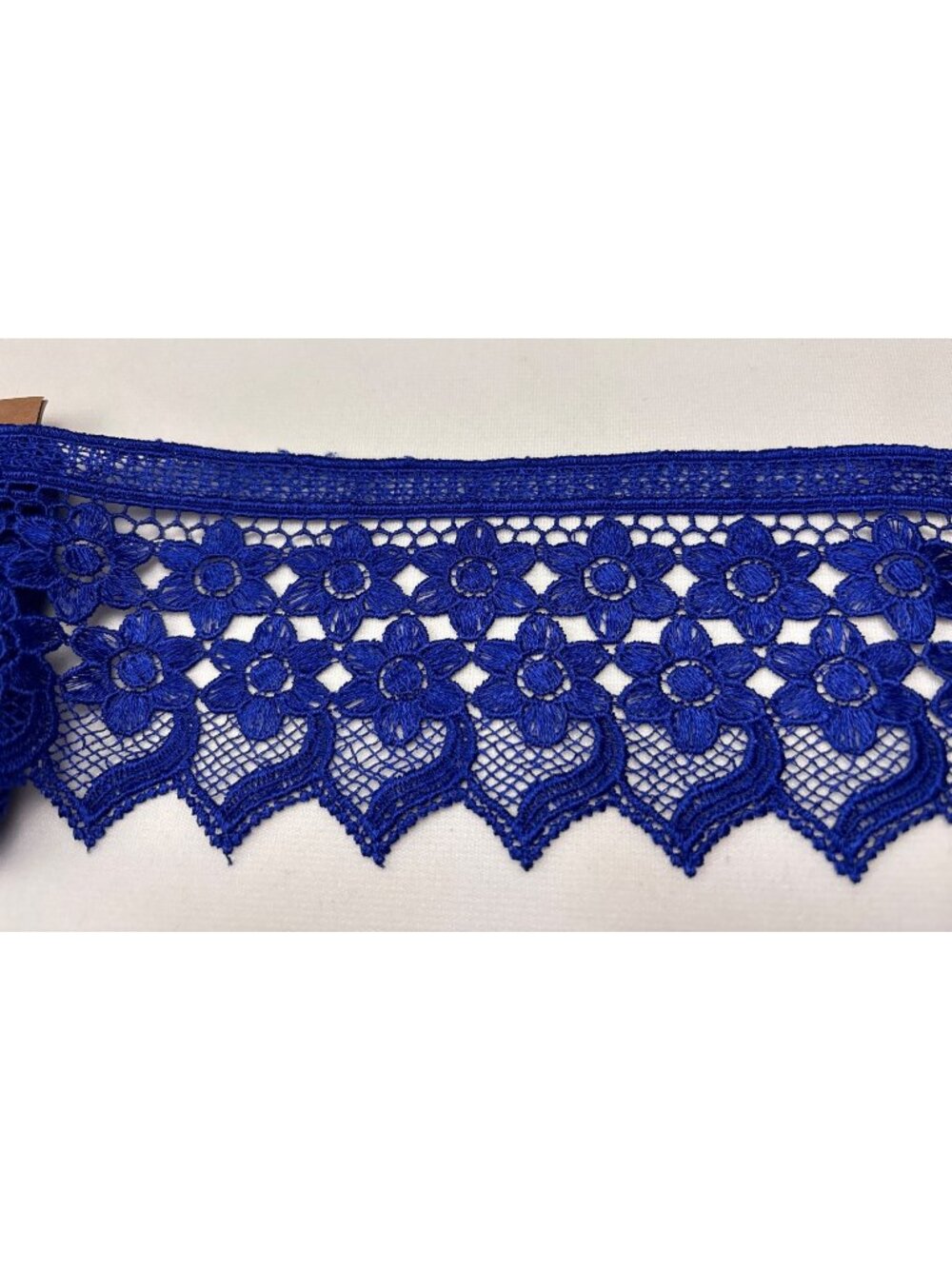 Blue Embroidered Lace Trim Floral Motif 3.25" x 2 yards + 10" long